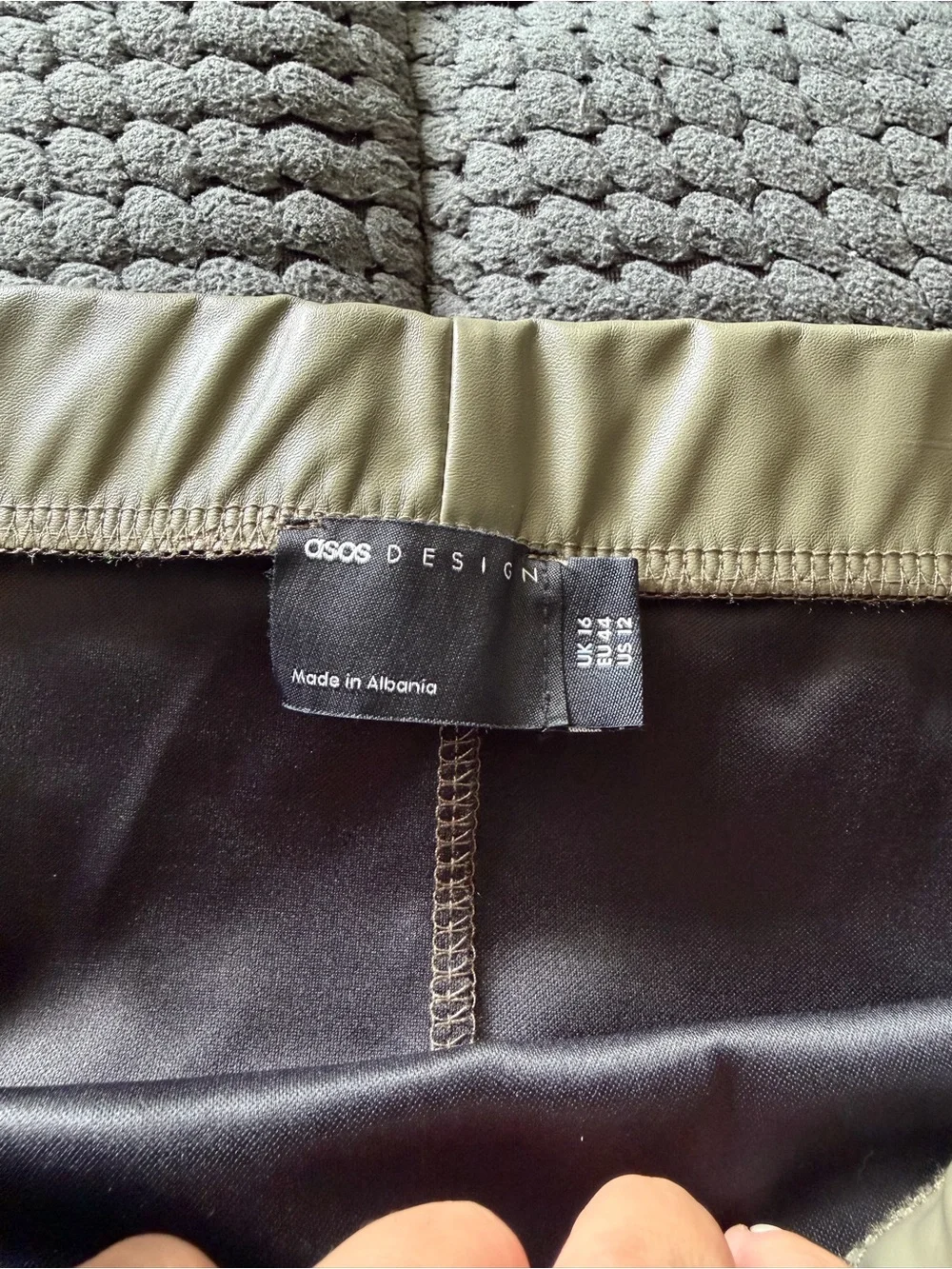 ASOS Olive Faux Leather Pencil Skirt